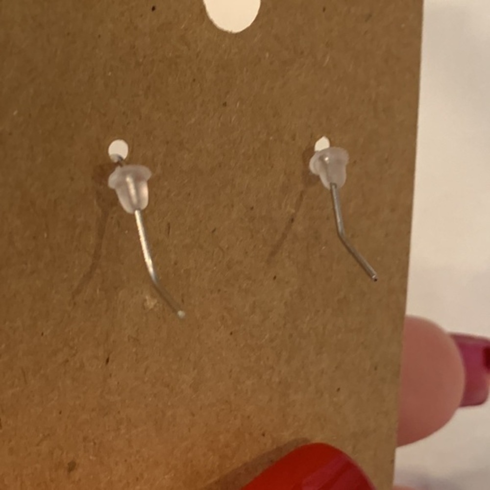 💐5/25 hot pink glass bell bead cube dangle drop fun earrings - Picture 4 of 7